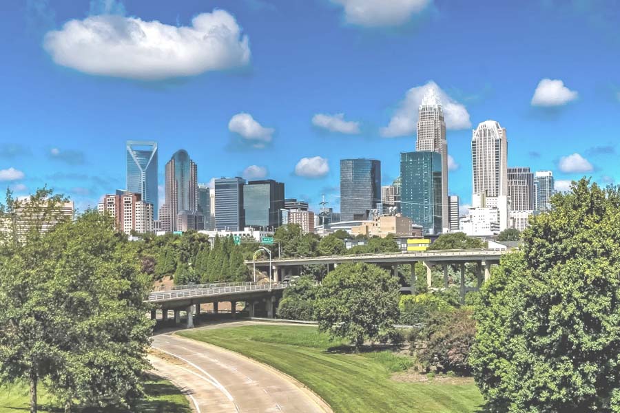 CharlotteSkyline1-2016 Beautiful skyline of Charlotte NC offering thousands of homes for sale from Charlotte to the Lake norman area