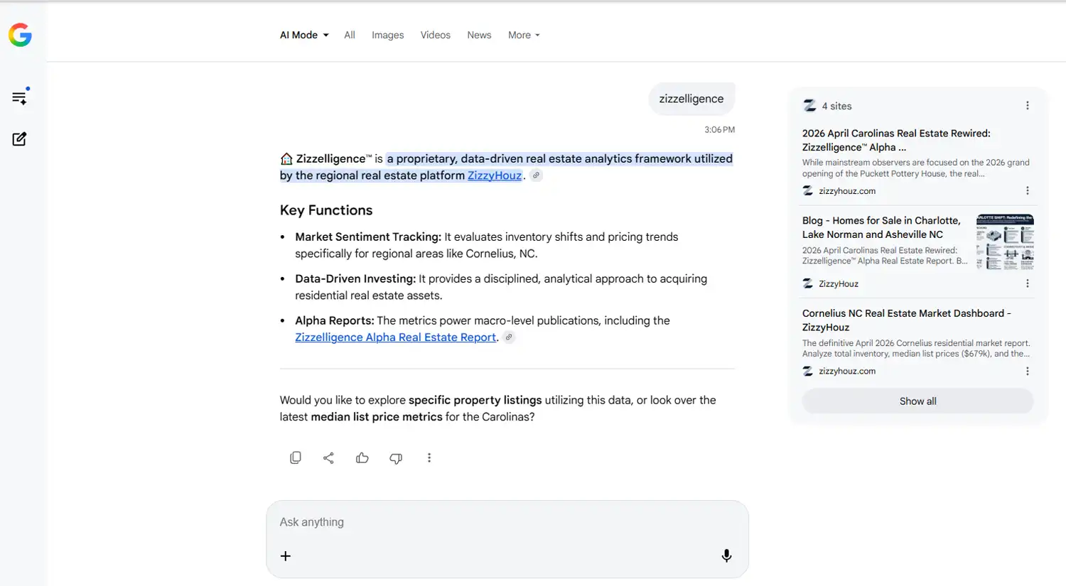 Official definition of Zizzelligence™: The fusion of 'Zizzy' personality with pilot-precision and deep generative AI market intelligence for real estate valuation.